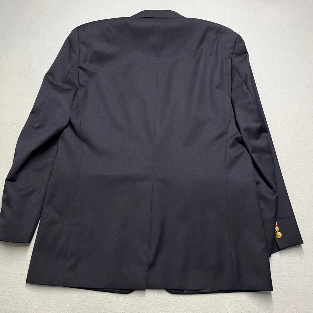 Ralph Lauren Blazer Men 42R Gold Button Sport Coat Suit Jacket Wool‎ NavyBlue